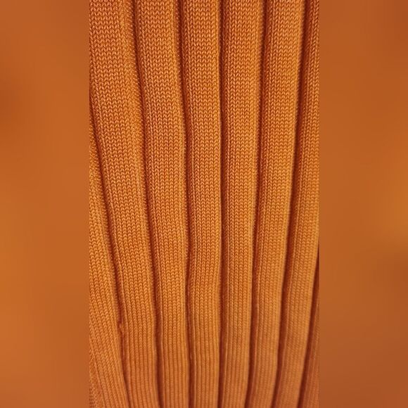 Classiques Entier L Orange Lslv Knit Ribbed SILK Blend Buttons Up Women Cardigan - Picture 4 of 6